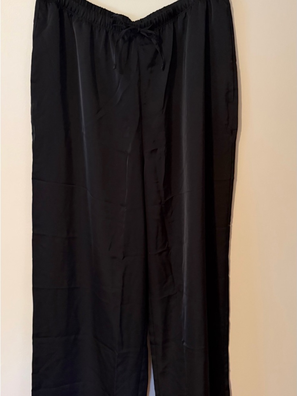 Old Navy Black Wide-Leg Satin Drawstring Pants